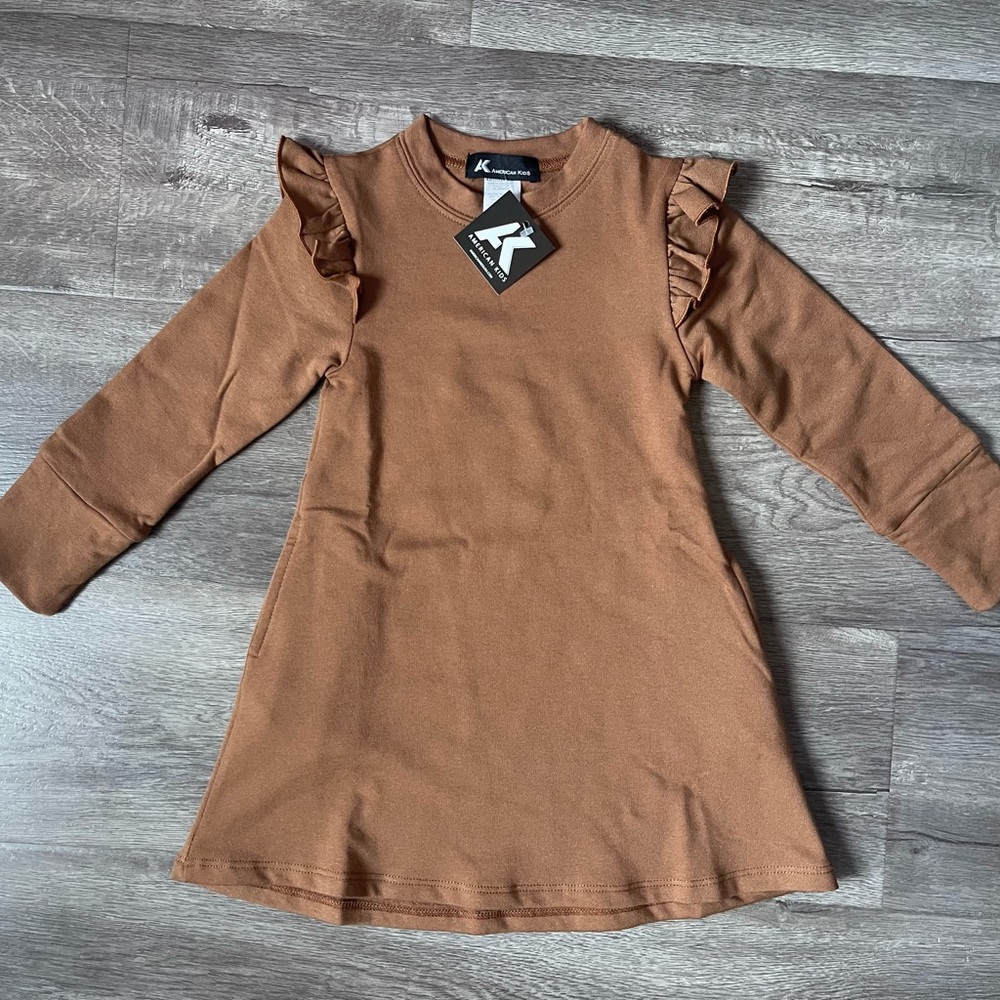 Brown little girls sweater dress